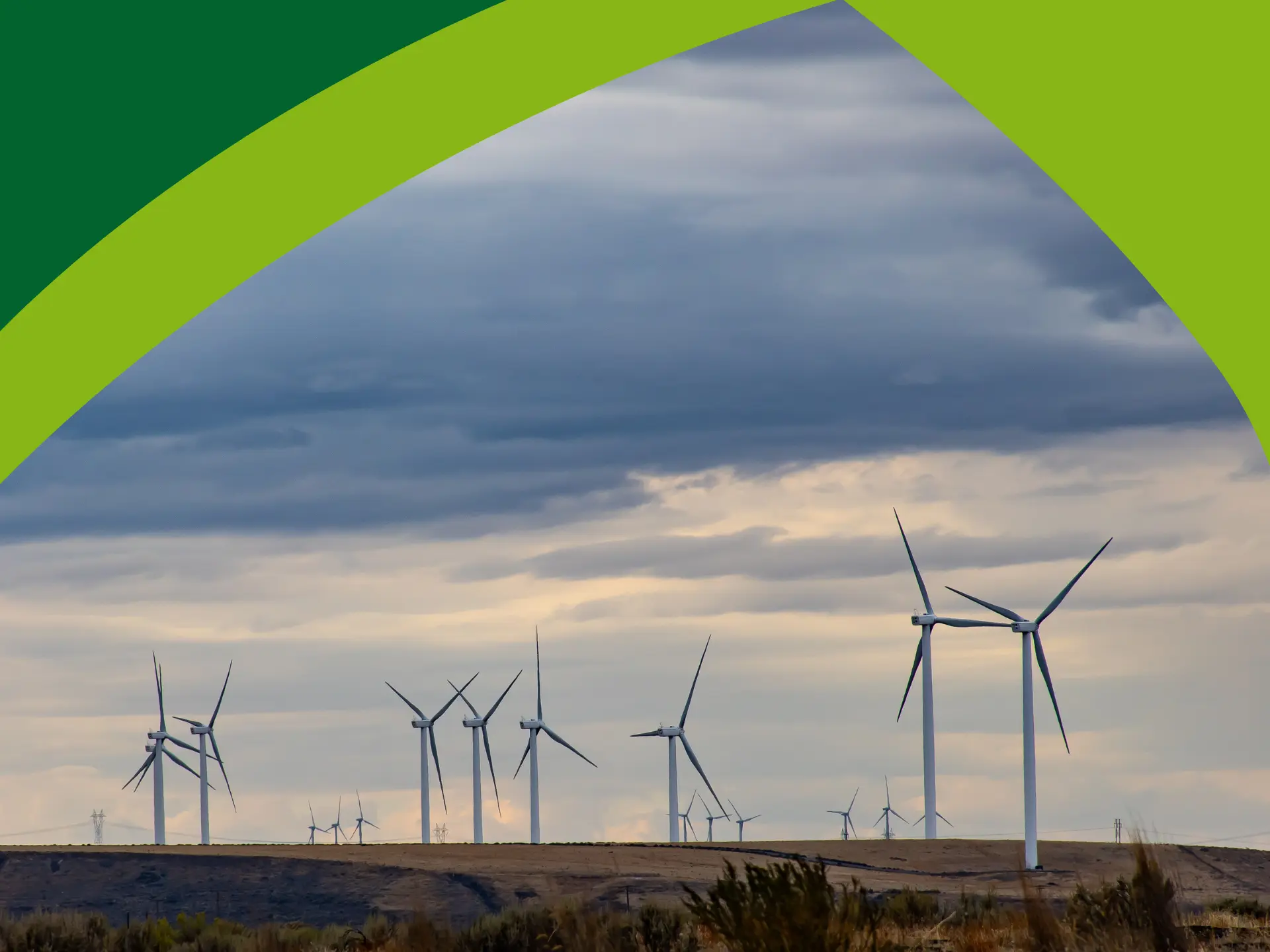 Mange vindmøller i horisonten - overskyet